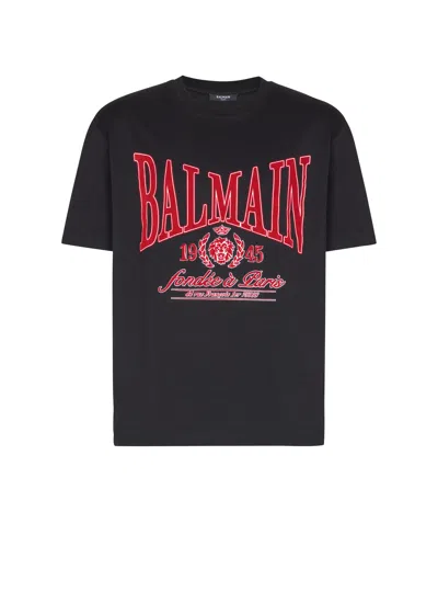 Balmain T-shirt With A Logo And Velvet Finish In Transparent