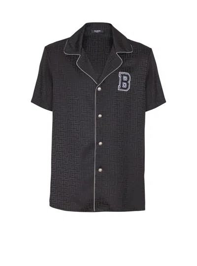Balmain Varsity Style Shirt Featuring Contrast Piping In Black