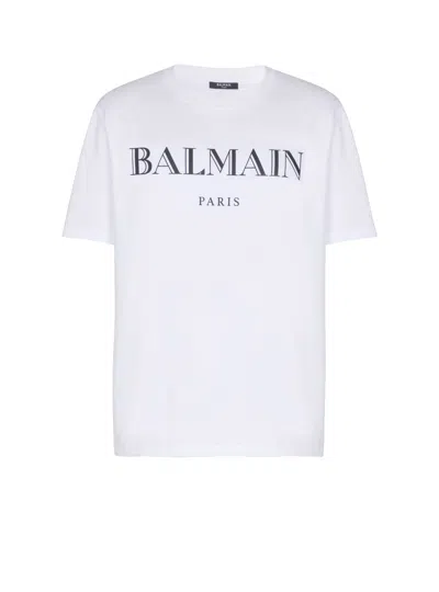 Balmain Paris Logo Print Cotton T Shirt In Multi