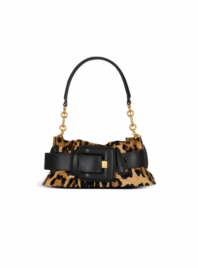 Balmain Anthem Mini Ponyskin-style Leopard Print Bag In Brown