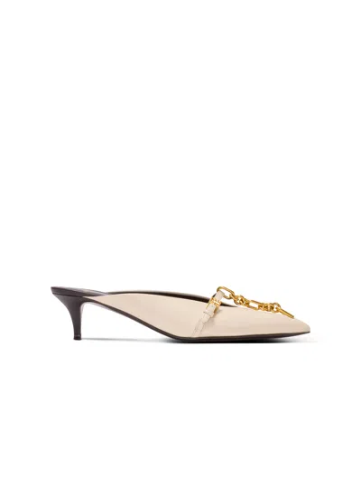 Balmain Sync Leather Mules With Pointed Toe In Pink