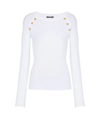 Balmain Knit Top With Buttons In White