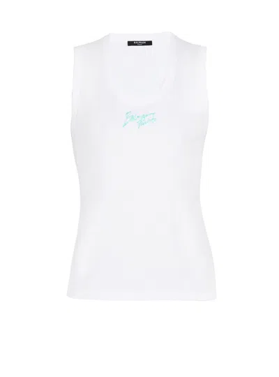 Balmain Logo-print Tank Top In White