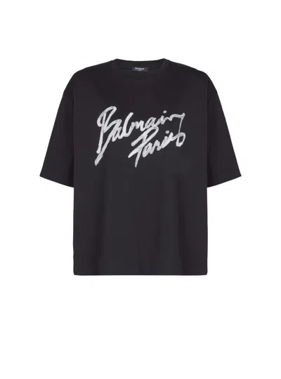 Balmain Logo-print Cotton T-shirt In Black