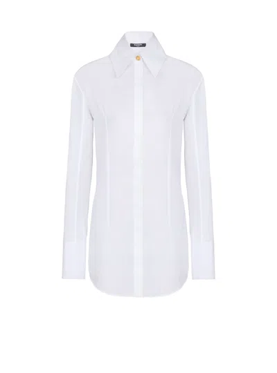 Balmain Cotton Poplin Shirt In White