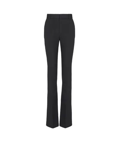 Balmain Straight-leg Grain De Poudre Trousers In Black