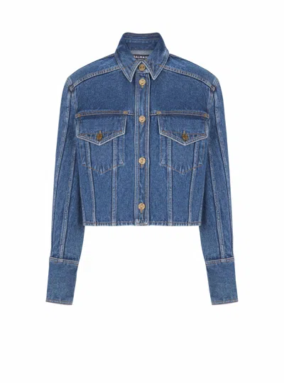 Balmain Blazer Featuring Chest Pockets Long Sleeves In Blue