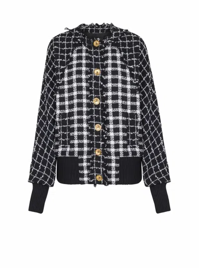 Balmain Oversized Bomber Jacket In Mixed Tweed In Multi