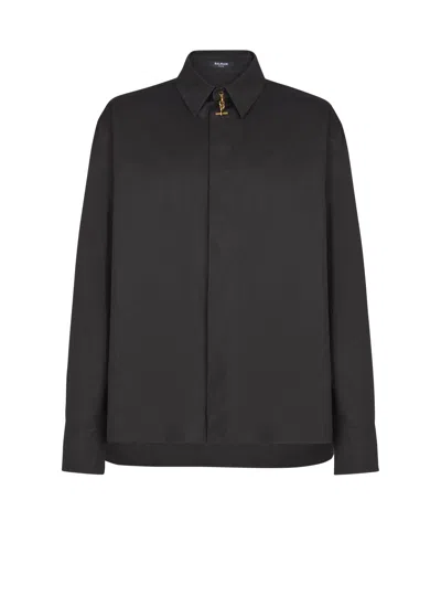 Balmain Long-sleeve Concealed-fastening Shirt In Black