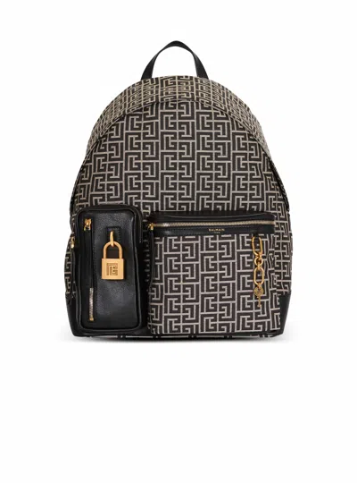 Balmain Pulse Monogram Jacquard Backpack In Multi