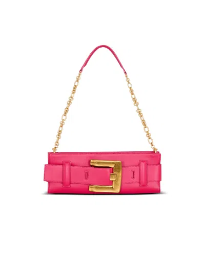 Balmain Anthem Calfskin Leather Clutch In Pink