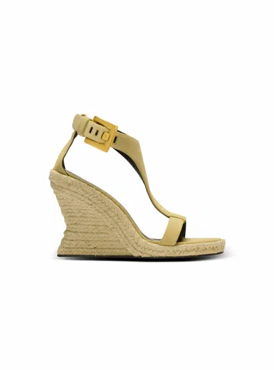 Balmain Anthem Wedge Espadrilles In Suede In Nude