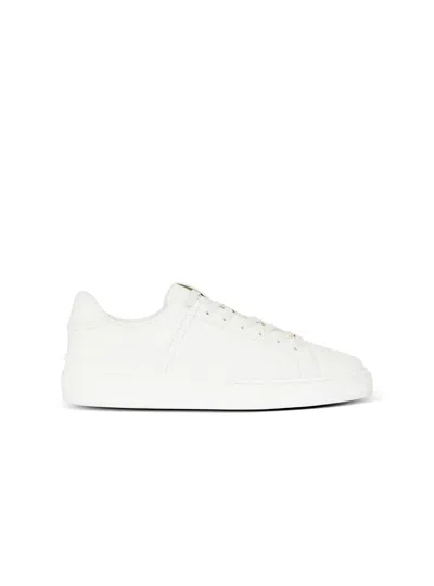 Balmain B-court Sneakers In Calfskin In White