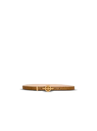 Balmain Embossed Calfskin T-bar Belt In Brown