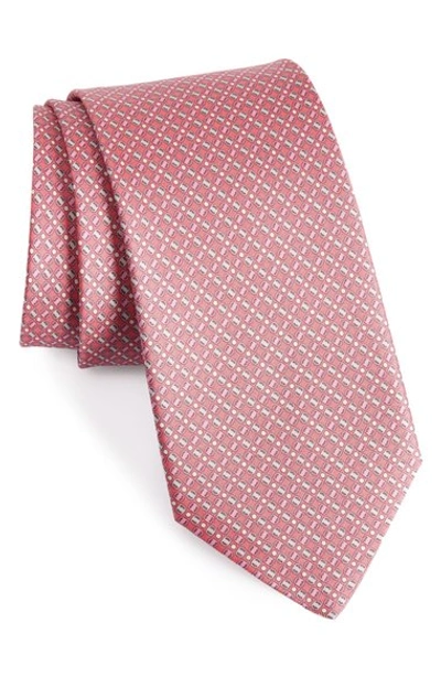 Ferragamo Gancini Square Diamond Neat Classic Tie In Pink