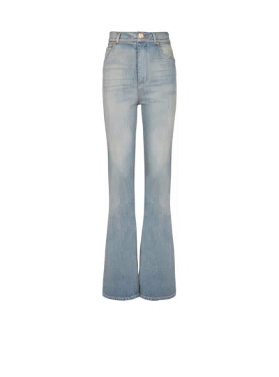 Balmain Flared-fit Blue Washed Denim Jeans