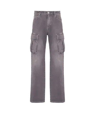 Balmain Cargo Straight Trousers Belt Loops In Purple