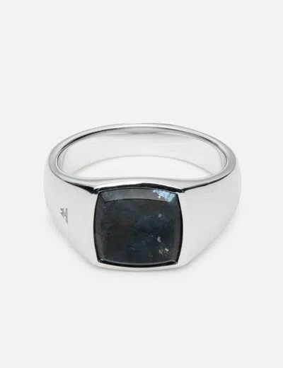 Tom Wood Kay Ring Black Larvikite In Metallic