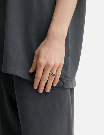 Tom Wood Kay Ring Black Larvikite In Metallic