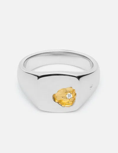 Tom Wood Mined Ring Small Diamond In Silver
