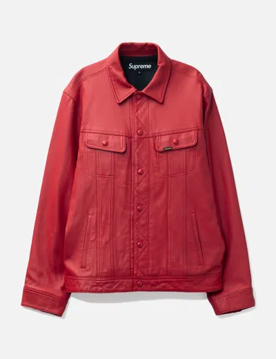 Supreme Red Leather Jacket | ModeSens