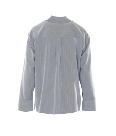 Liu •jo Striped Stud-embellished Shirt In Gray