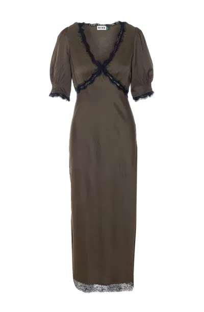 Rixo London Womens Pine Green Annina V-neck Woven Midi Dress In Brown