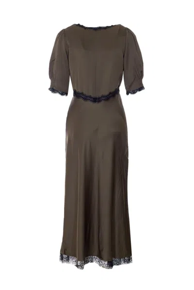 Rixo London Womens Pine Green Annina V-neck Woven Midi Dress In Brown