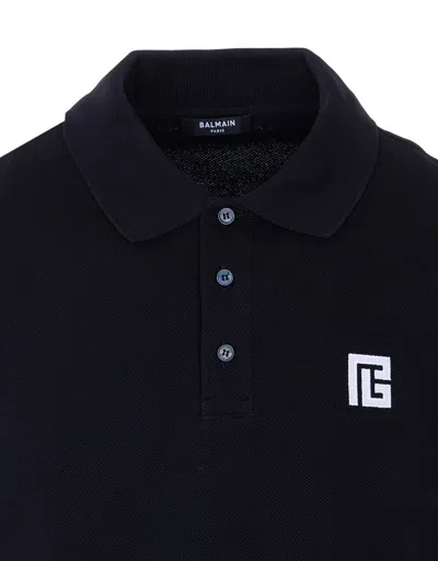 Balmain Short-sleeve Polo Shirt In Black