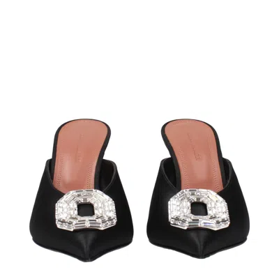 Amina Muaddi Camelia Mule 90 Satin Black White In Multi