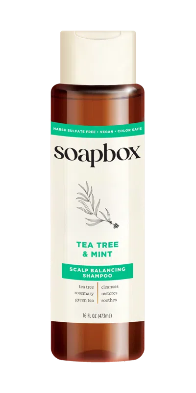 Soapbox Tea Tree & Mint Scalp Balancing Shampoo - 16 oz In Brown