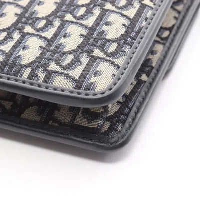 Pre-owned Dior Christian  Beige Navy Canvas Leather Shoulder Bag () In Multi