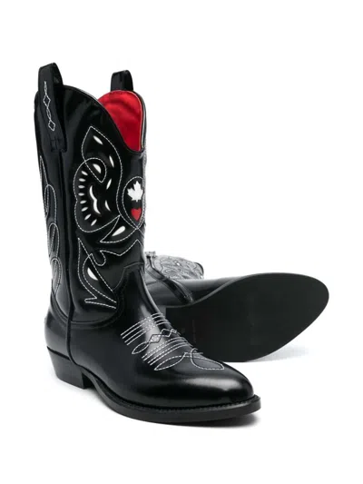 Dsquared2 Leather Boots In Black
