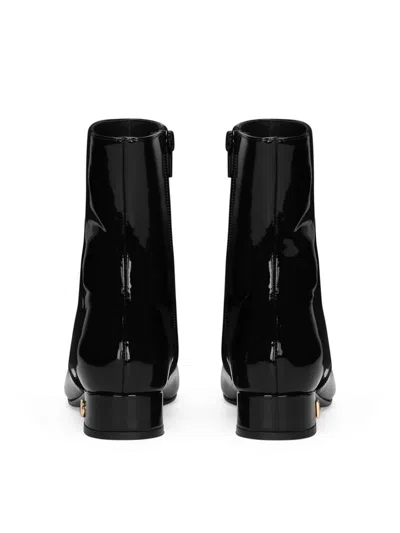 Dolce & Gabbana Patent Leather Ankle Boots In Animal Print