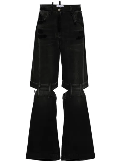 Attico High-rise Wide-leg Jeans Cut-out Detailing In Black