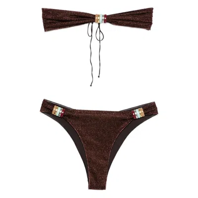 Oseree Glitter Embellished Beachwear In Brown