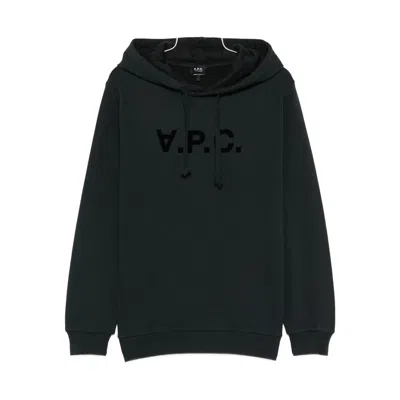 Apc Logo Hoodie In Green