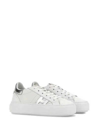 Hogan Rebel Leather Platform Sneakers In White
