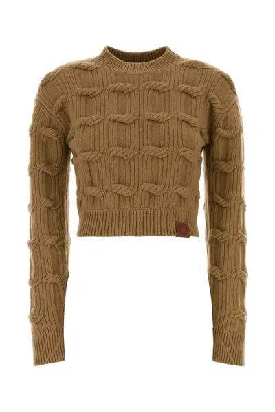 Stella Mccartney Wool Sweater Cropped Long Sleeves Crew Neck In Brown