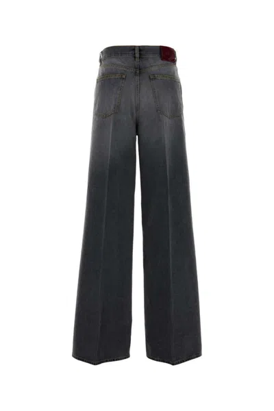 Gucci High Waist Denim Wide Leg Jeans In Black
