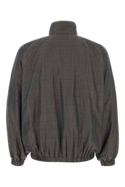 Balenciaga Prince Of Wales Lightweight Zip-up Jacket In Brown