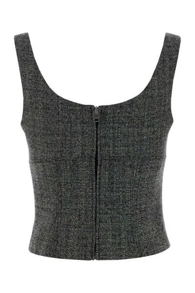 Gucci Wool Knit Tank Top Scoop Neckline In Gray
