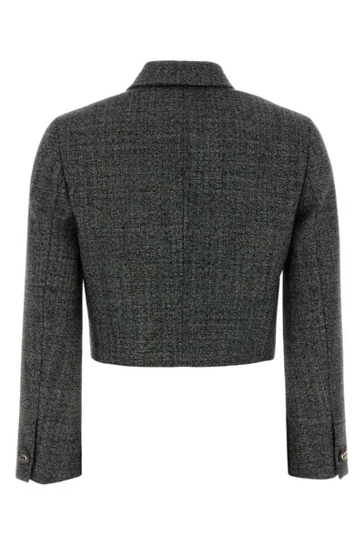 Gucci Wool Blazer Cropped Collar Long Sleeves Pockets In Gray