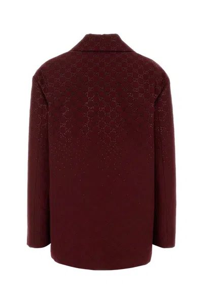 Gucci Padded Gg Canvas Jacket With Crystals In Red
