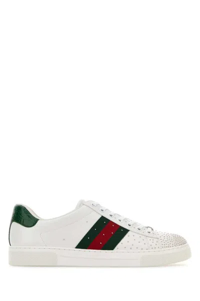 Gucci White Leather Sneakers In White
