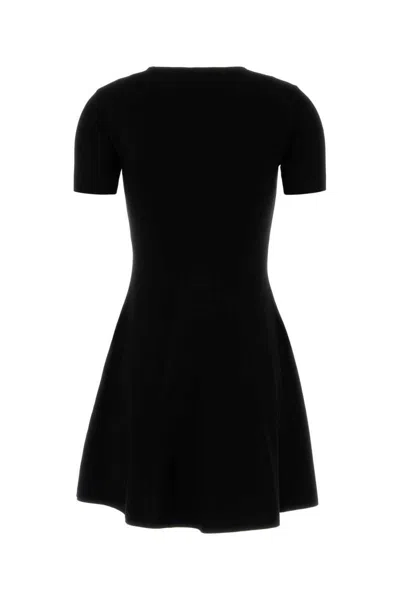 Valentino Viscose Blend Mini Dress Fitted Waist In Black