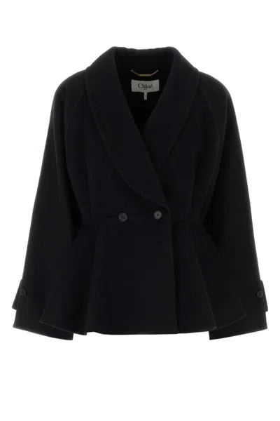 Chloé Chloe Women Short Coat With Ruffles In Black