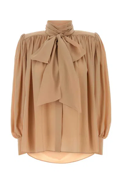 Chloé Powder Pink Crepe Blouse In Brown