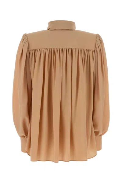 Chloé Powder Pink Crepe Blouse In Brown