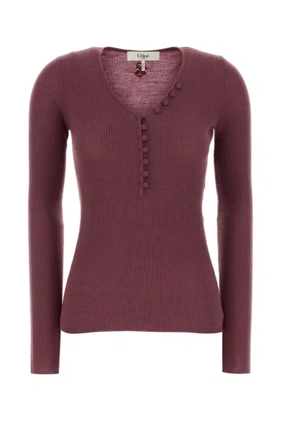 Chloé Grape Wool Sweater In Purple